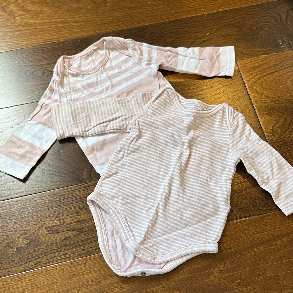 BURBERRY - NEVER WORN - Striped Pink Kids One Piece Set